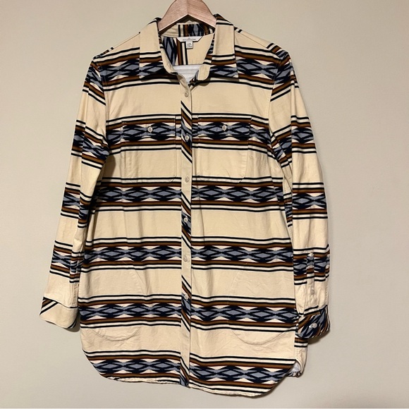 L.L. Bean Men's Casual Button Down Shirt - Cream, Blue, Brown - Picture 2 of 5